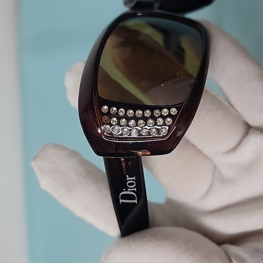 Designer Like Rhinestone Embellished Side Rectangular Sunglasses - Picture 2 of 10